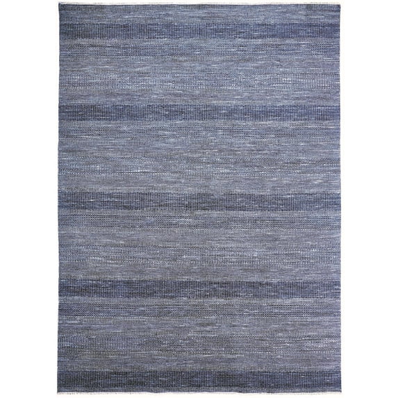 Feizy Janson Transitional Stripes, Blue/Gray, 8'6" x 11'6" Area Rug Sheen Fade Resistant Reversible Casual Solid Design Carpet for Living Dining Bed Room