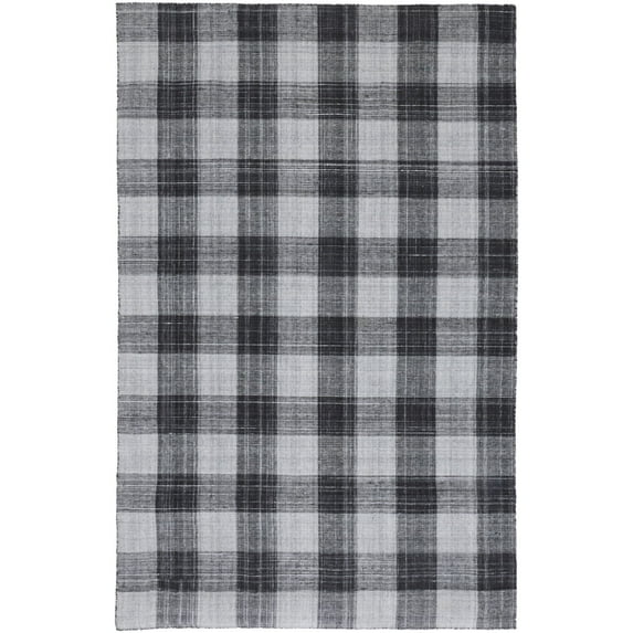 Feizy Jemma Transitional Plaid, Black/Gray, 4' x 6' Accent Rug Easy Care Stain Resistant Pet & Kid Friendly Rustic Floor Rug for Living room Bedroom
