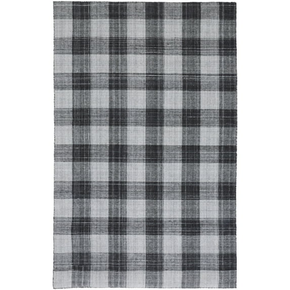 Feizy Jemma Transitional Plaid, Black/Gray, 5' x 8' Area Rug Easy Care Stain Resistant Pet & Kid Friendly Rustic Floor Rug for Living room Bedroom