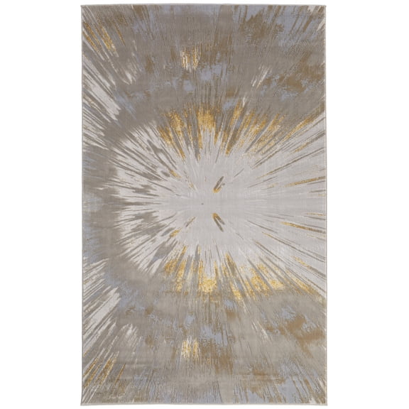 Feizy Jewel Modern Abstract, Gold/Taupe, 6'7" x 9'6" Area Rug Easy Care Stain Resistant Fade Resistant Bohemian & Eclectic Floor Rug for Living room Bedroom