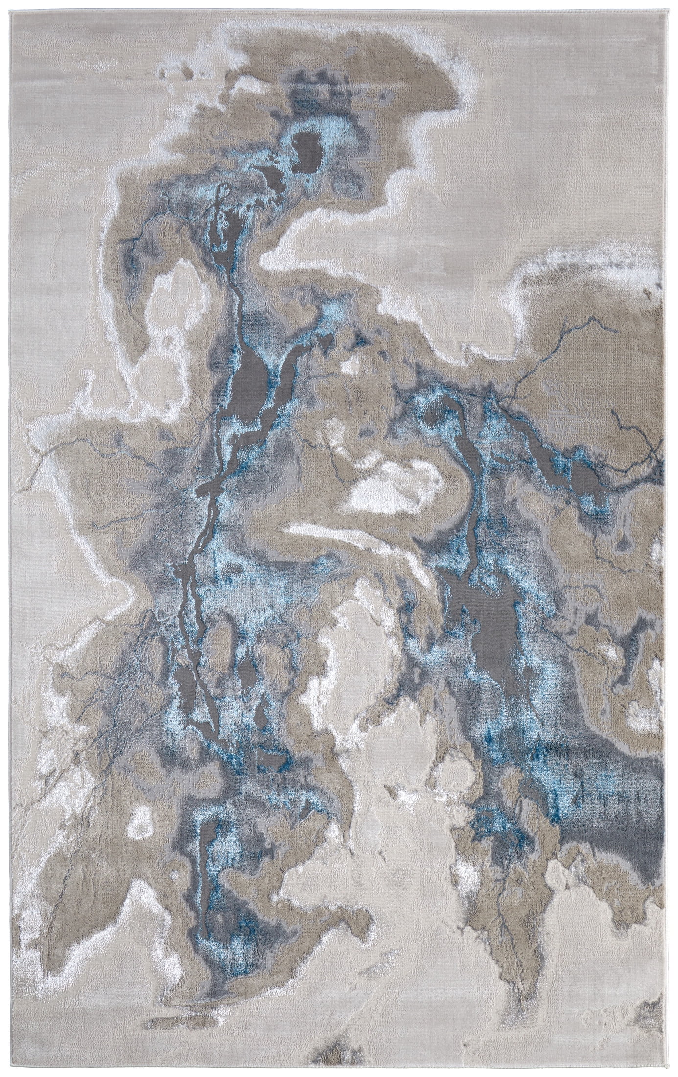 Feizy Jewel Modern Abstract, Taupe/Blue/Tan, 7'10" x 10' Area Rug Easy Care Stain Resistant Fade Resistant Bohemian & Eclectic Watercolor Floor Rug for Living room Bedroom