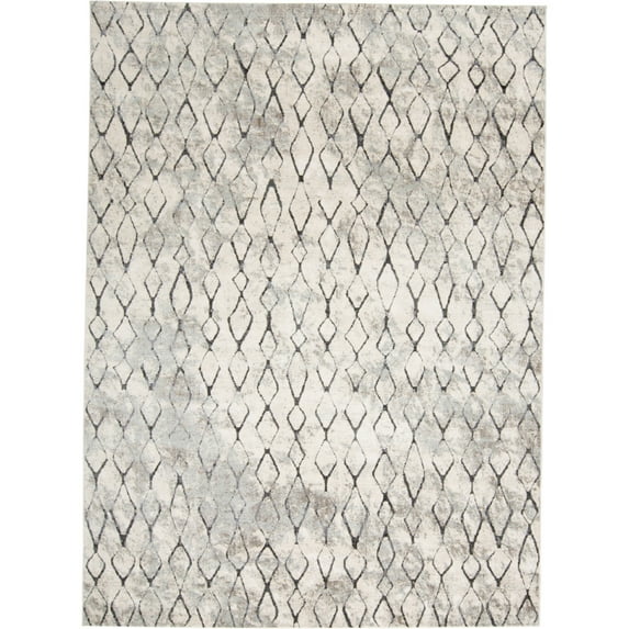 Feizy Kano Transitional Diamond, Ivory/Gray/Taupe, 2'2" x 3' Accent Rug Easy Care Stain Resistant Fade Resistant Global Distressed Floor Rug for Living room Bedroom