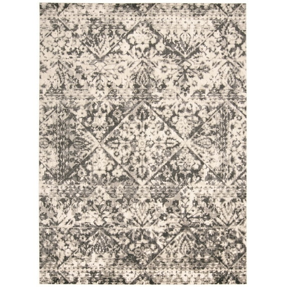 Feizy Kano Transitional Distressed, Gray/Ivory/Silver, 5'3" x 7'6" Area Rug Easy Care Stain Resistant Fade Resistant Bohemian & Eclectic Design Carpet for Living Dining Bed Room
