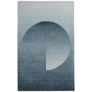 Feizy Katya Modern Geometric, Blue/White, 2' x 3' Accent Rug Easy Care Stain Resistant Pet & Kid Friendly Mid-Century Modern Gradient & Ombre Design Carpet for Living Dining Bed Room