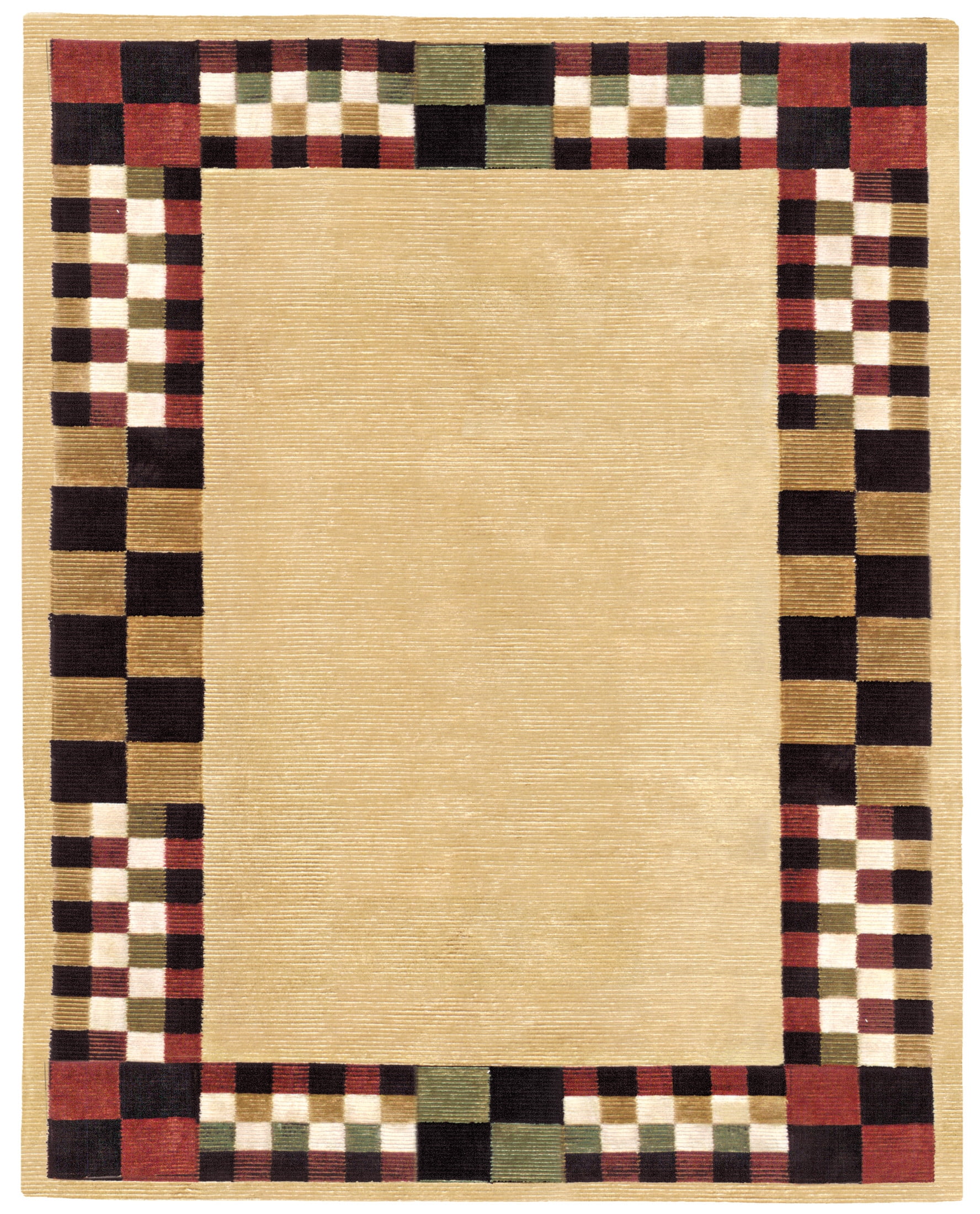 Faded Checkerboard Rug Feizy Keystone Transitional Bordered, Tan/Red/Black, 5'6