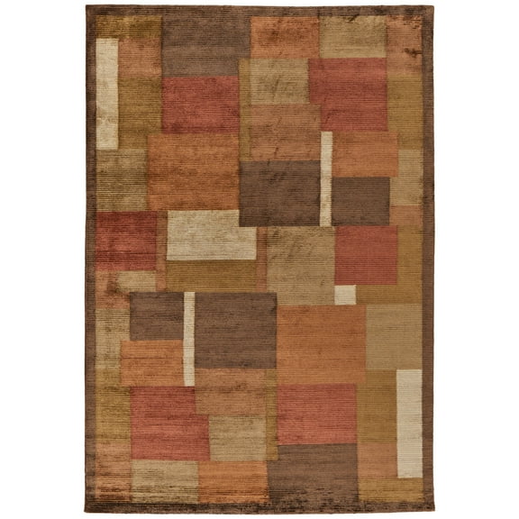 Feizy Keystone Transitional Color Block, Green/Brown/Orange, 2' x 3' Accent Rug, Sheen Handmade Fade Resistant, Area Rug for Living Room and Bedroom