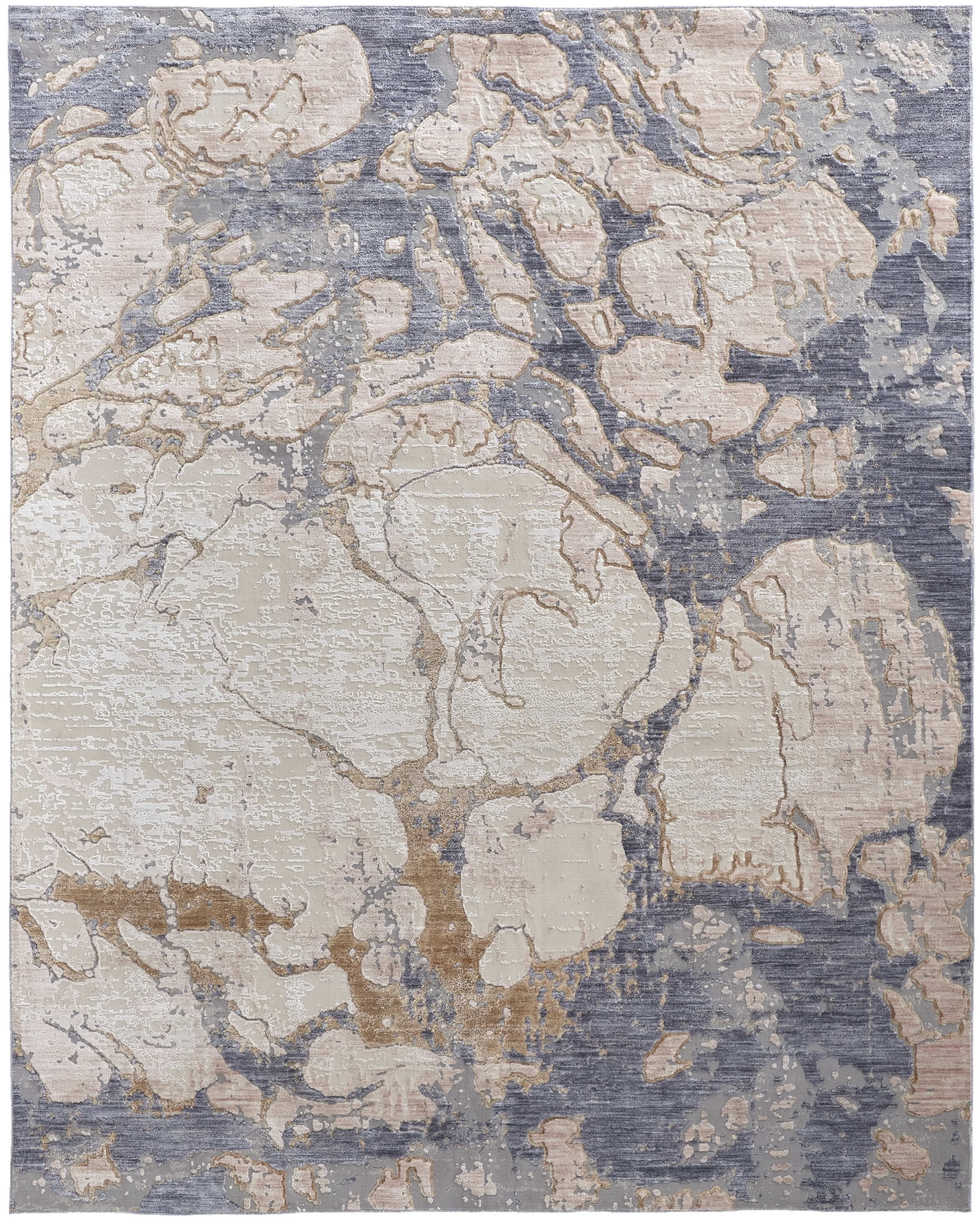 Laina Tan and Blue Abstract 3x5 Synthetic Area Rug