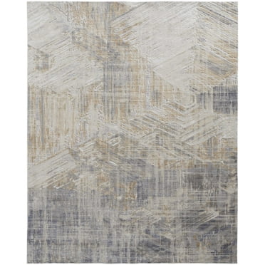 Feizy Laina Transitional Abstract, Tan/Ivory/Gray, 4' x 6' Accent Rug Easy Care Pet & Kid Friendly Stain Resistant Casual Geometric Floor Rug for Living room Bedroom