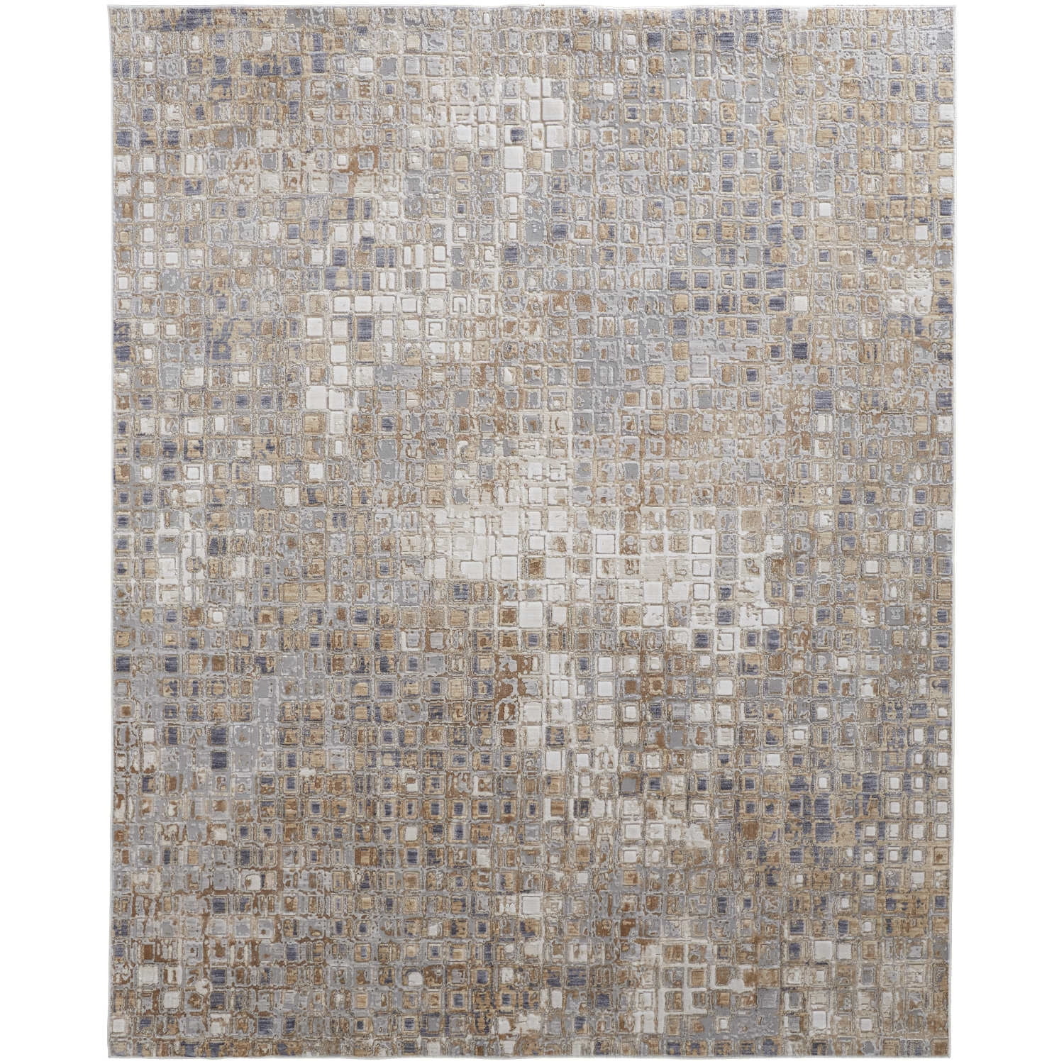 Ivory and Beige Abstract Cotton Synthetic 3x5 Area Rug