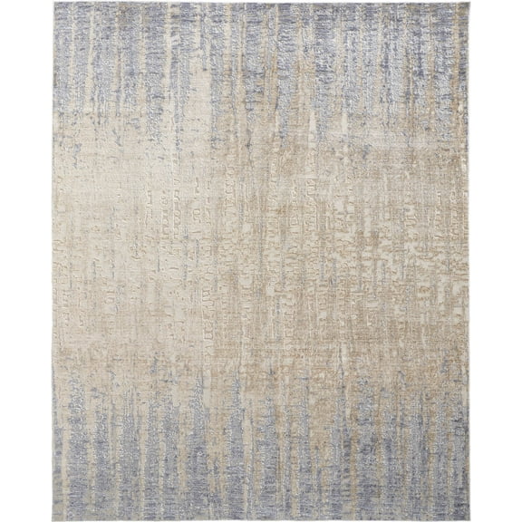 Feizy Laina Transitional Gradient & Ombre, Tan/Brown/Blue, 2' x 3' Accent Rug Easy Care Pet & Kid Friendly Stain Resistant Industrial Distressed Floor Rug for Living room Bedroom
