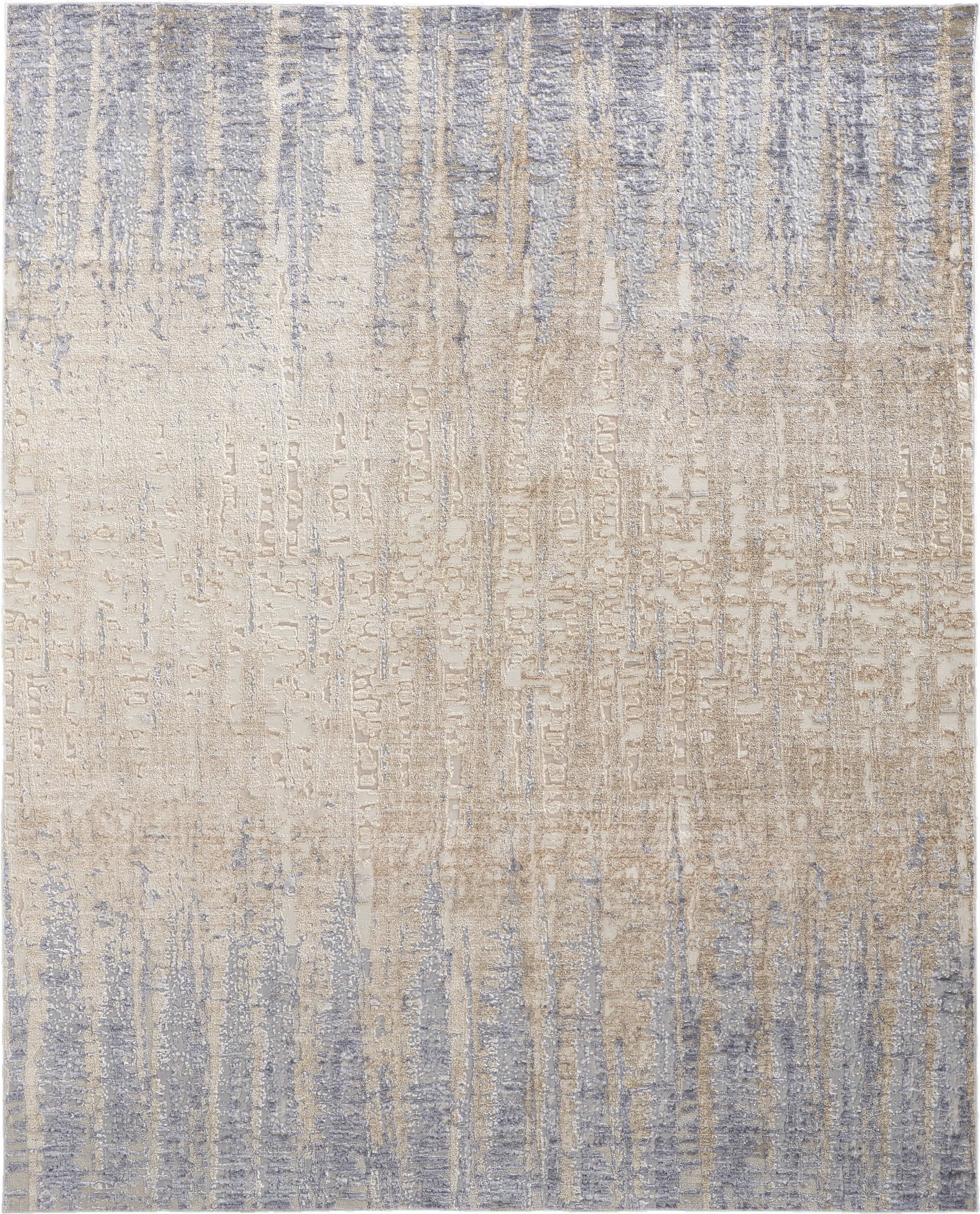 Ivory and Blue Abstract Synthetic 3x5 Area Rug