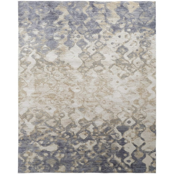 Feizy Laina Transitional Gradient & Ombre, Tan/Ivory/Blue, 3' x 5' Accent Rug Easy Care Pet & Kid Friendly Stain Resistant Industrial Abstract Floor Rug for Living room Bedroom