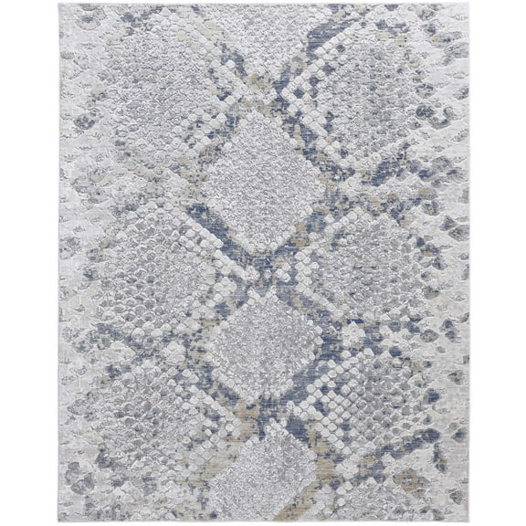 Feizy Laina Transitional Trellis & Lattice, Silver/Gray/Blue, 5' x 7'10" Area Rug Easy Care Pet & Kid Friendly Stain Resistant Global Geometric Floor Rug for Living room Bedroom
