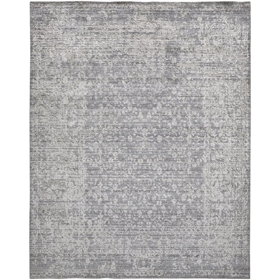 Feizy Langford Transitional Distressed, Silver/Gray, 3'6" x 5'6" Accent Rug Sheen Handmade Persian Damask Floor Rug for Living room Bedroom