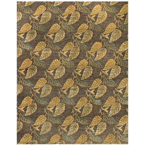 Feizy Leafscape Transitional Floral & Botanical, Brown/Gold/Gray, 4' x 6' Accent Rug Sheen Handmade Tropical Paisley Design Carpet for Living Dining Bed Room