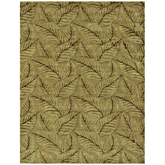 Feizy Leafscape Transitional Floral & Botanical, Green/Tan/Black, 9'6" x 13'6" Area Rug Sheen Handmade Cottage Design Carpet for Living Dining Bed Room