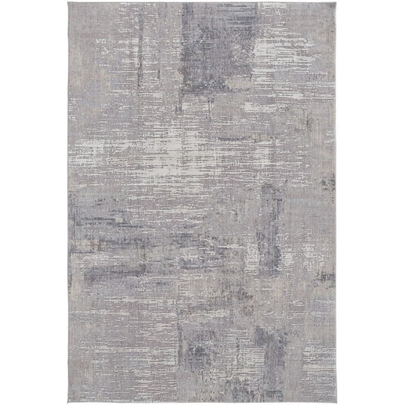 Feizy Lennon Transitional Abstract, Taupe/Tan/Blue, 8' x 10' Area Rug Fade Stain Resistant Casual Distressed Design Carpet for Living Dining Bed Room