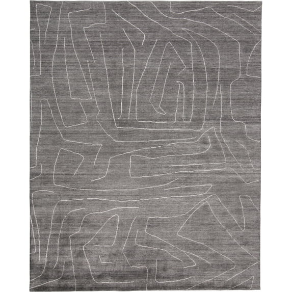 Feizy Lennox Modern Abstract, Gray/Ivory, 1'6" x 1'6" Swatch Sheen Handmade Casual Design Carpet for Living Dining Bed Room