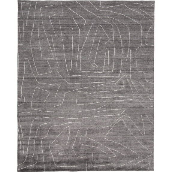 Feizy Lennox Modern Abstract, Gray/Ivory, 3'6" x 5'6" Accent Rug Sheen Handmade Casual Floor Rug for Living room Bedroom