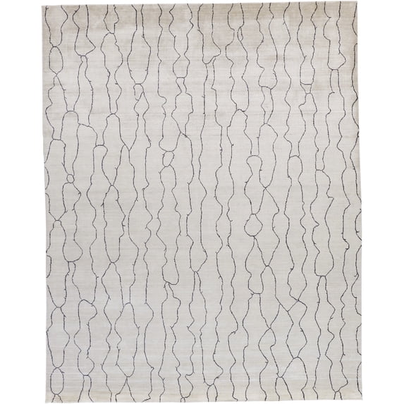 Feizy Lennox Modern Abstract, Ivory/Gray, 9'6" x 13'6" Area Rug Sheen Handmade Industrial Geometric Floor Rug for Living room Bedroom