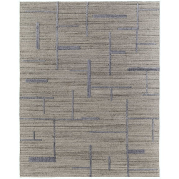 Feizy Longridge Modern Geometric, Ivory/Blue, 2' x 3' Accent Rug Handmade Sheen Casual Design Carpet for Living Dining Bed Room
