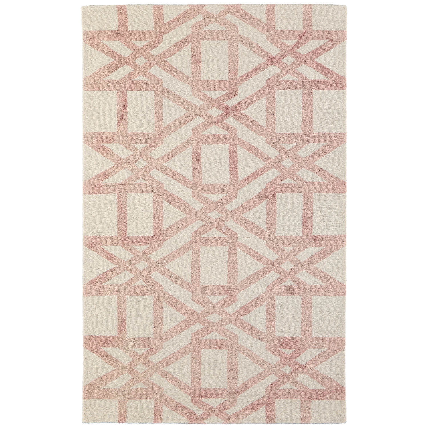 Ivory Geometric Tufted Wool Accent Rug 3'6" x 5'6"