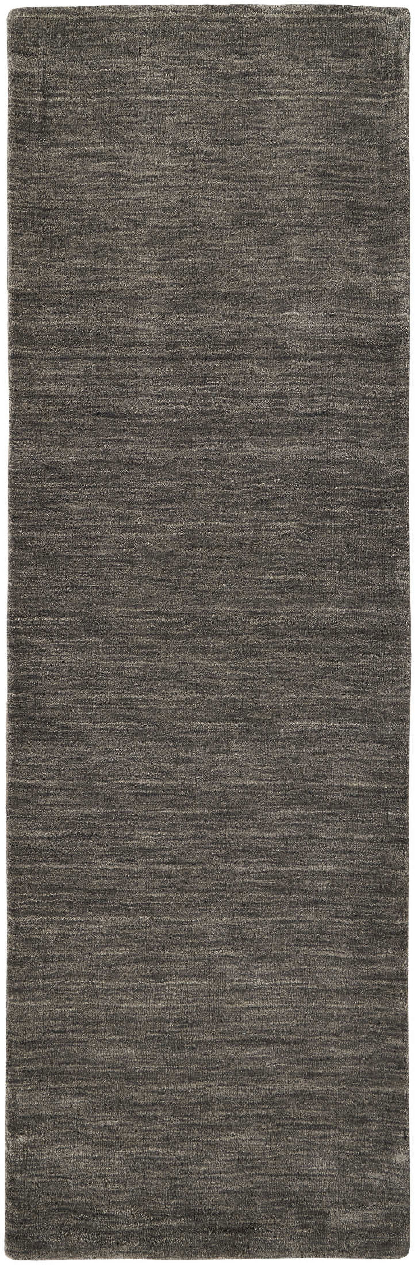 Charcoal Gray Hand-Loomed Wool Runner Rug 2'6" x 8'