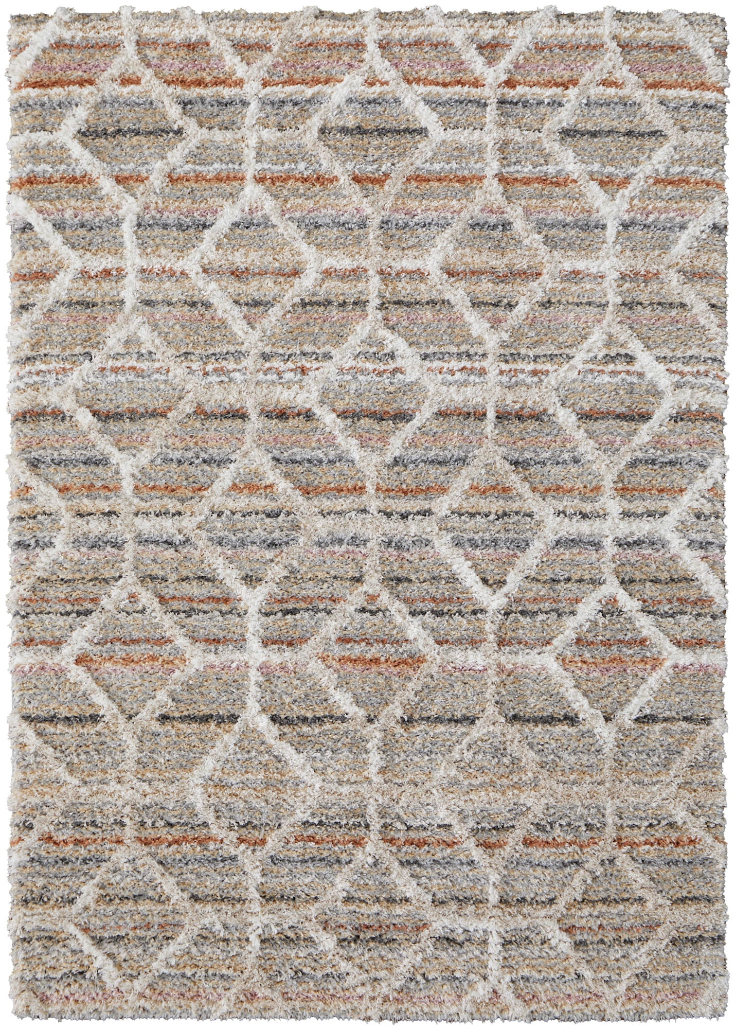 Feizy MYN39ICFBGEMLTC00 Mynka 4' X 6' Shag Geometric Indoor Rectangular ...