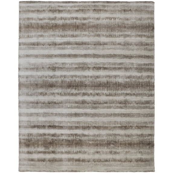 Feizy Mackay Transitional Stripes, Tan/Ivory/Brown, 9' x 12' Area Rug Sheen Fade Resistant Casual Floor Rug for Living room Bedroom