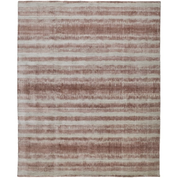Feizy Mackay Transitional Stripes, Tan/Ivory/Pink, 9' x 12' Area Rug Sheen Fade Resistant Casual Floor Rug for Living room Bedroom