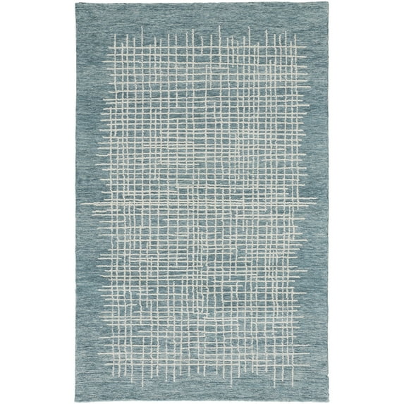 Feizy Maddox Transitional Abstract, Blue/Green/Ivory, 3'6" x 5'6" Accent Rug Easy Care Stain Resistant Kid Friendly Casual Floor Rug for Living room Bedroom