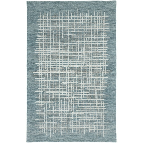 Feizy Maddox Transitional Abstract, Blue/Green/Ivory, 5' x 8' Area Rug Easy Care Stain Resistant Kid Friendly Casual Floor Rug for Living room Bedroom