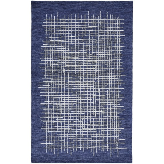 Feizy Maddox Transitional Abstract, Blue/Ivory, 3'6" x 5'6" Accent Rug Easy Care Stain Resistant Kid Friendly Casual Floor Rug for Living room Bedroom