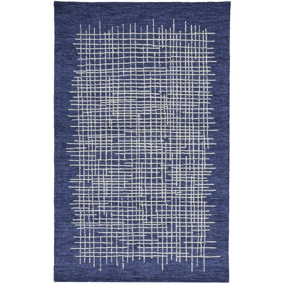 Feizy Maddox Transitional Abstract, Blue/Ivory, 9' x 12' Area Rug Easy Care Stain Resistant Kid Friendly Casual Floor Rug for Living room Bedroom