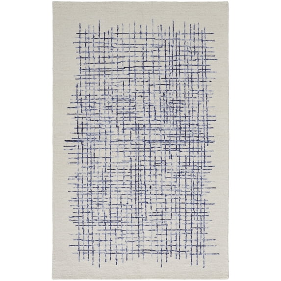 Feizy Maddox Transitional Abstract, Ivory/Blue, 5' x 8' Area Rug Easy Care Stain Resistant Kid Friendly Casual Floor Rug for Living room Bedroom