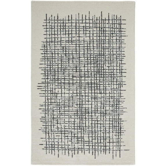 Feizy Maddox Transitional Abstract, Ivory/Gray/Black, 9' x 12' Area Rug Easy Care Stain Resistant Kid Friendly Casual Floor Rug for Living room Bedroom