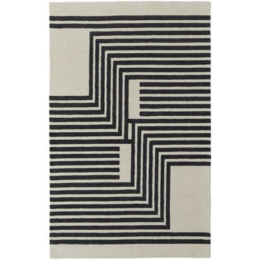 Feizy Maguire Transitional Abstract, Gray/Ivory/Black, 2' x 3' Accent Rug Easy Care Stain Resistant Kid Friendly Industrial Geometric Floor Rug for Living room Bedroom