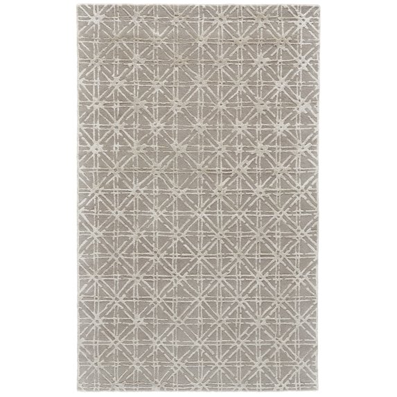 Feizy Manoa Transitional Geometric, Taupe/Ivory/Tan, 9'6" x 13'6" Area Rug Sheen Fade Resistant Mid-Century Modern Floor Rug for Living room Bedroom