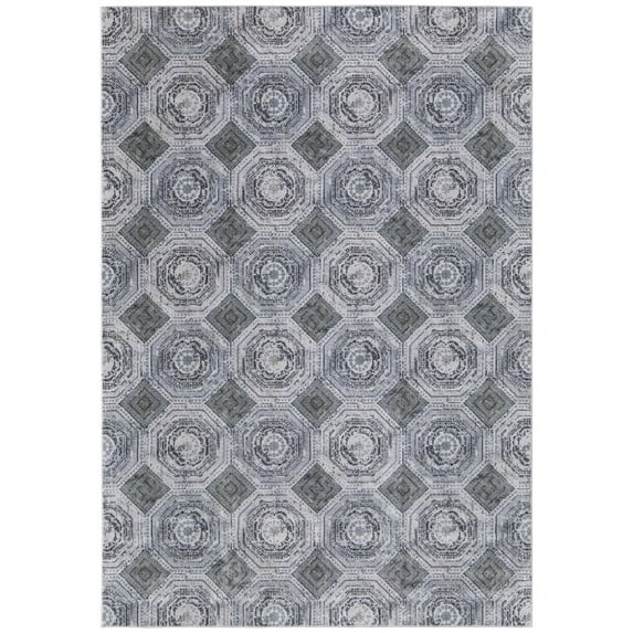 Feizy Marigold Transitional Geometric, Gray/Blue/White, 8' x 11' Area Rug Easy Care Stain Resistant Fade Resistant Global Floral & Botanical Floor Rug for Living room Bedroom