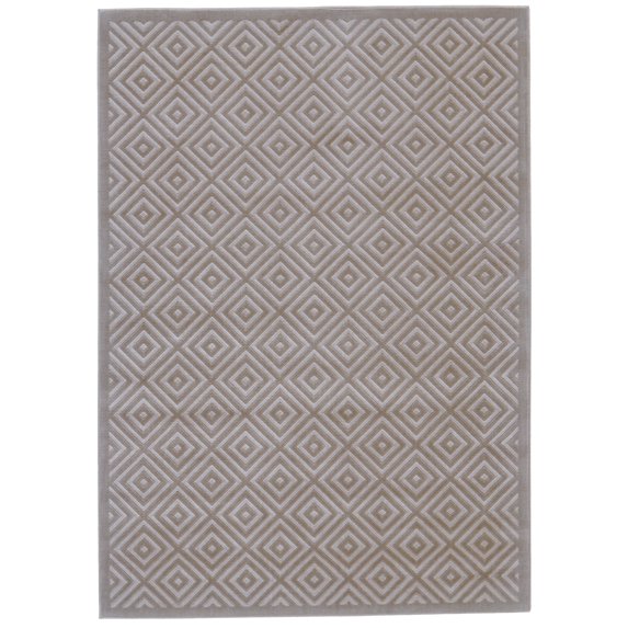 Feizy Melina Modern Geometric, Gray/Silver/Taupe, 1'8" x 2'10" Accent Rug Easy Care Fade Resistant Stain Resistant Casual Diamond Design Carpet for Living Dining Bed Room