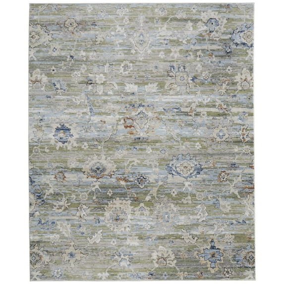 Feizy Melrose Traditional Floral & Botanical, Green/Ivory/Blue, 2' x 3' Accent Rug, Easy Care Stain Resistant Fade Resistant, Area Rug for Living Room and Bedroom