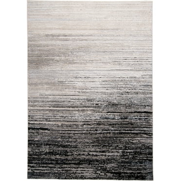 Feizy Micah Modern Abstract, Black/Gray, 1'8" x 2'10" Accent Rug Sheen Stain Resistant Fade Resistant Industrial Gradient & Ombre Design Carpet for Living Dining Bed Room