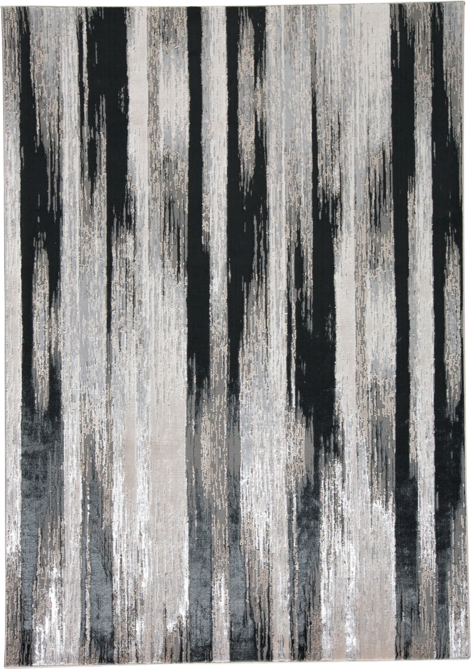 Micah Black and Silver Rectangular Cotton Silk Accent Rug
