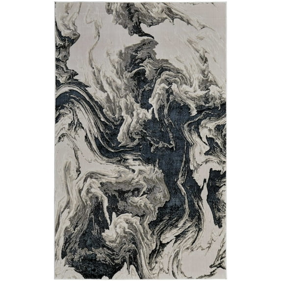 Feizy Micah Modern Abstract, Ivory/Black/Taupe, 12' x 18' Area Rug Easy Care Stain Resistant Fade Resistant Industrial Watercolor Floor Rug for Living room Bedroom