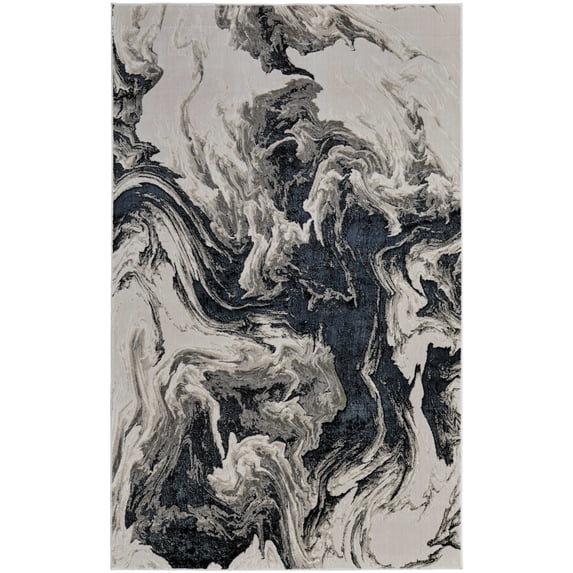 Feizy Micah Modern Abstract, Ivory/Black/Taupe, 5' x 8' Area Rug, Easy Care Stain Resistant Fade Resistant, Area Rug for Living Room and Bedroom