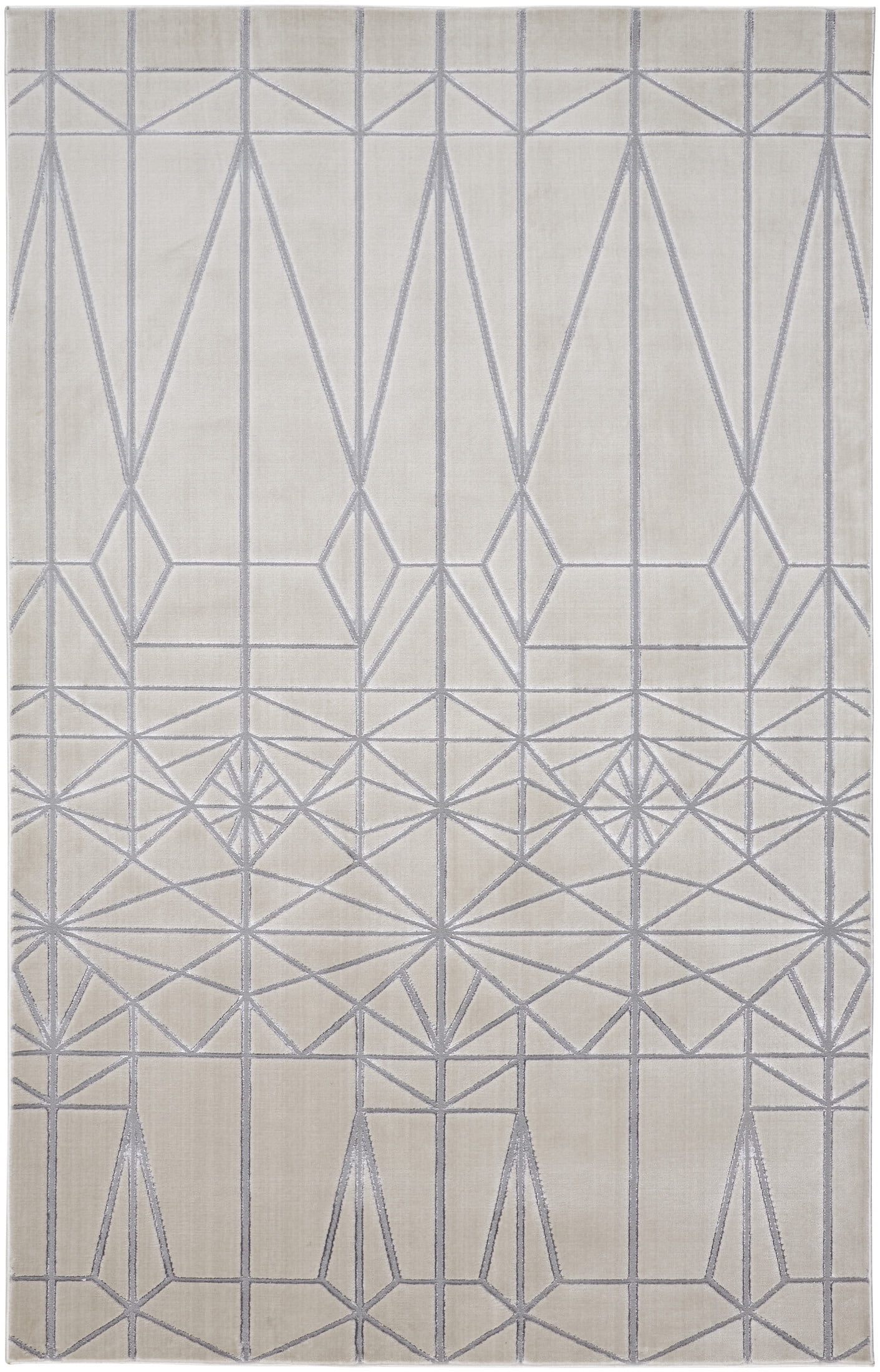 Feizy Micah Modern Geometric, White/Silver/Gray, 5' x 8' Area Rug Sheen