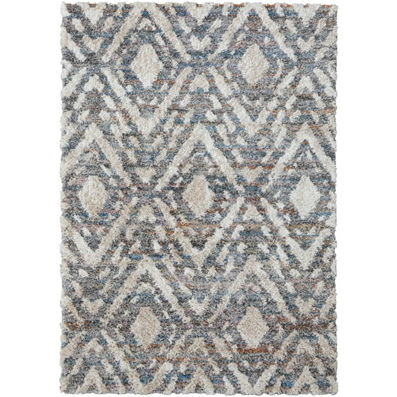Feizy Mynka Transitional Diamond, Ivory/Gray/Taupe, 4' x 6' Accent Rug Stain Fade Resistant Pet & Kid Friendly Global Geometric Floor Rug for Living room Bedroom