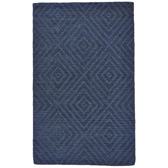 Feizy Nevis Modern Diamond, Blue, 5' x 8' Area Rug Eco Friendly Reversible Stain Resistant Mid-Century Modern Geometric Design Carpet for Living Dining Bed Room
