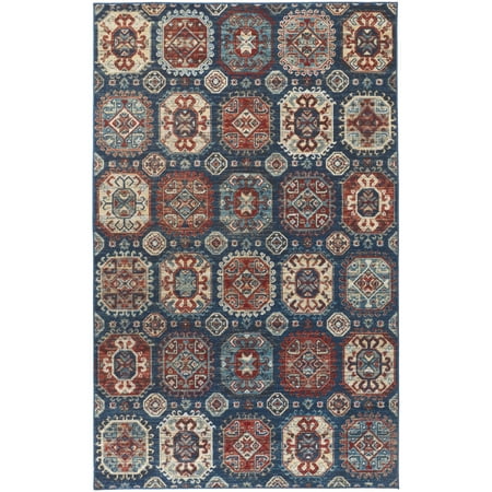 Feizy Nolan Transitional Patchwork, Blue/Red/Tan, 10' x 13'2" Area Rug Easy Care Stain Resistant Fade Resistant Bohemian & Eclectic Floral & Botanical Floor Rug for Living room Bedroom