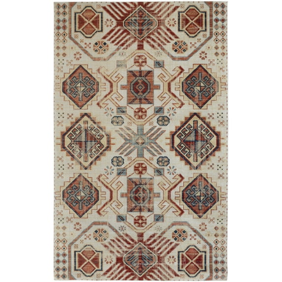 Feizy Nolan Transitional Southwestern, Ivory/Red/Tan, 1'8" x 2'10" Accent Rug Easy Care Stain Resistant Fade Resistant Southwestern Diamond Design Carpet for Living Dining Bed Room
